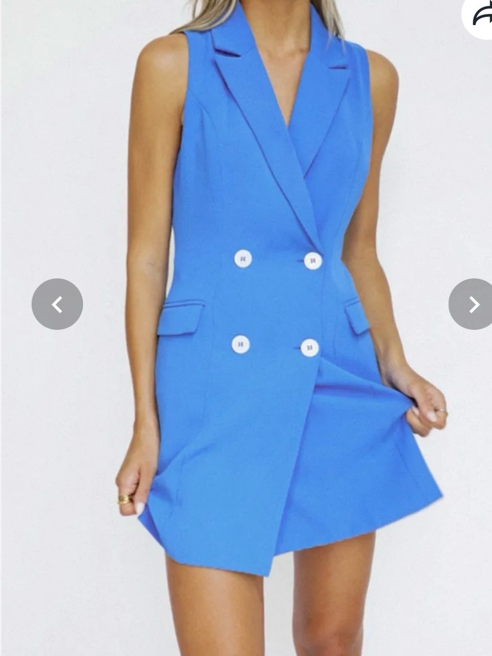 Yellow the Label Sleeveless Double-Breasted Blue Blazer Dress